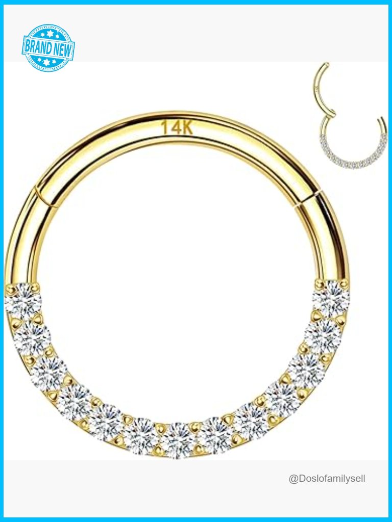 14k Gold Hinged Segment Hoop Piercing Jewelry Elegant Minimal Chic Body Rings